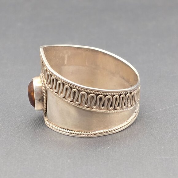 VTG Sterling Silver 925 Baltic Amber Ring Size 13.5 Wide Band Turkish Style 3.95 - Picture 2 of 10